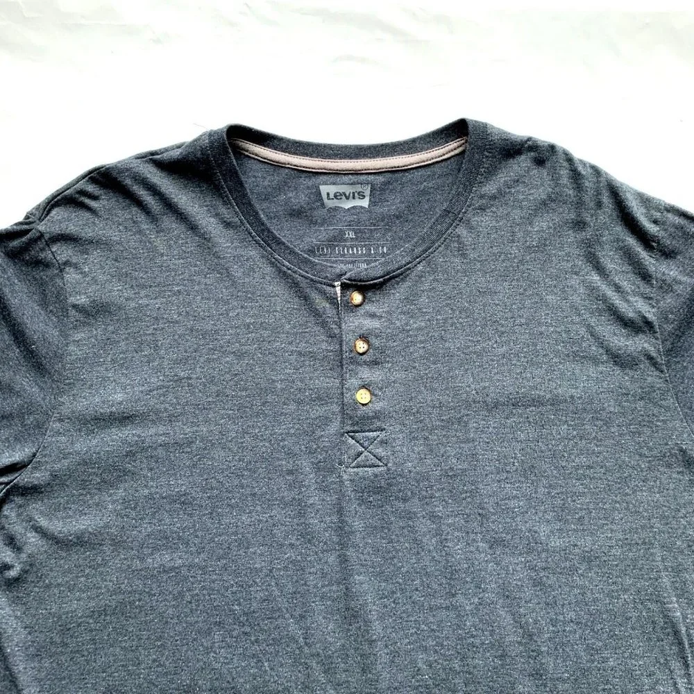Levi's Henley T Shirt Top Mens‎ 2XL Gray Thermal Long Sleeve Casual Outdoor NEW